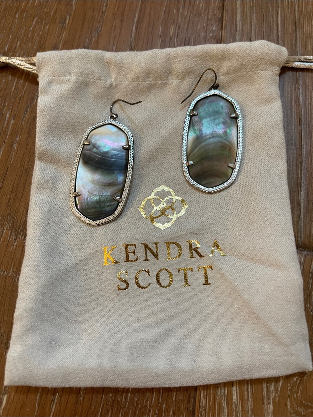 Kendra Scott Iridescent Abalone Drop Earrings with Silver Frame